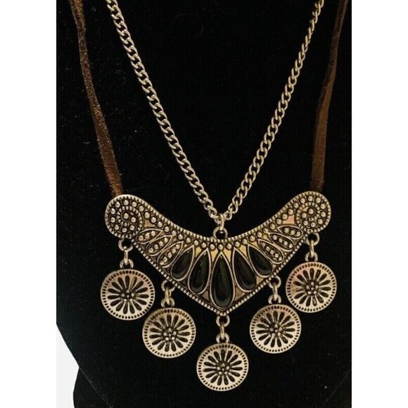 Mia Inspirations Earrings 10" Necklace Set Boho Style Black - Picture 3 of 4